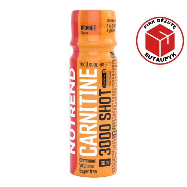 Nutrend Carnitine 3000 Shot Skystas karnitinas apelsinų skonio