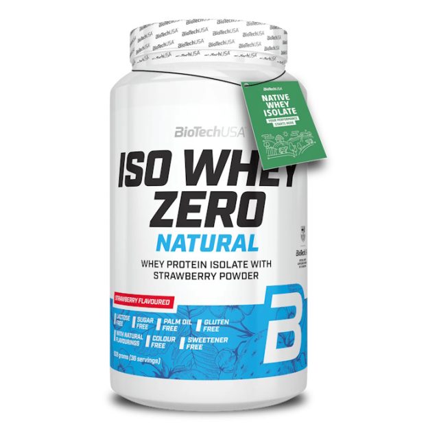 Biotech Iso Whey Zero Natural Išrūgų izoliatas braškių skonio