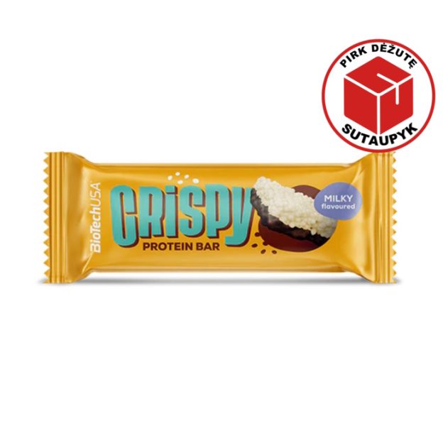 BioTech Crispy Protein Bar Baltyminis batonėlis kondensuoto pieno skonio