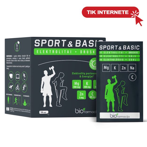 biofarmacija Sport&Basic N14 izotoninis elektrolitų kompleksas su šarminėmis mineralinėmis medžiagomis