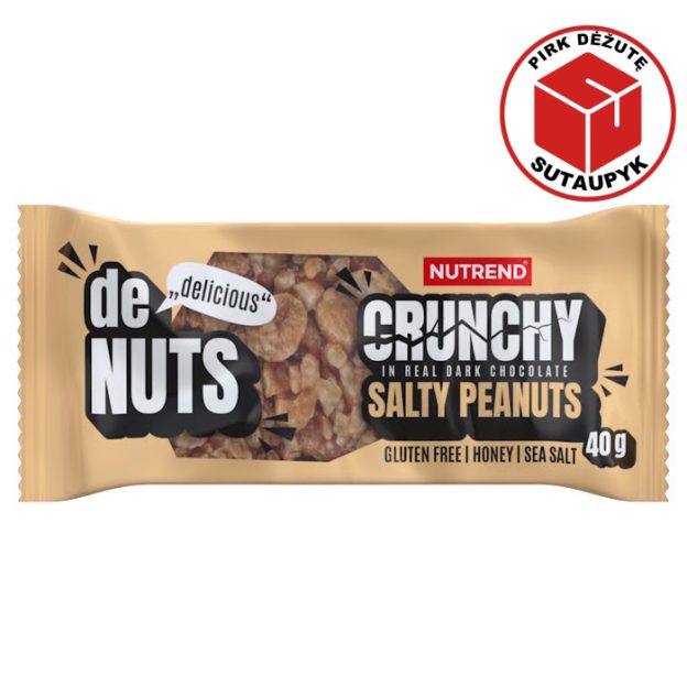 nutrend denuts crunchy sveikas uzkandis zemes rieusutu ir juodo sokolado skonio