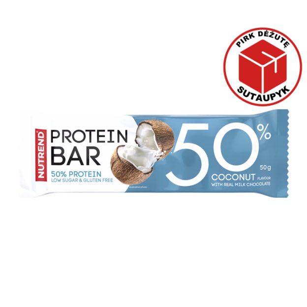 Nutrend Protein Bar 50 baltyminis batonėlis kokosų skonio