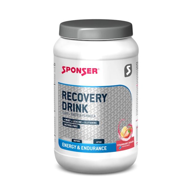 Sponser Recovery Drink Angliavandenių ir baltymų kompleksas braškių ir bananų skonio