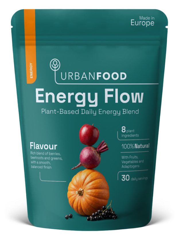 Augalinis mišinys su uogomis, daržovėmis ir augaliniais baltymais „Urbanfood Energy Flow” Augalinis mišinys su uogomis, daržovėmis ir augaliniais baltymais „Urbanfood Energy Flow”